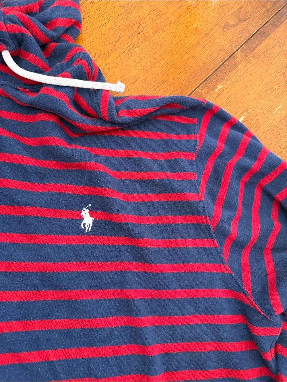 Polo by Ralph Lauren Red & Navy Striped Hooded Sweatshirt xxl
